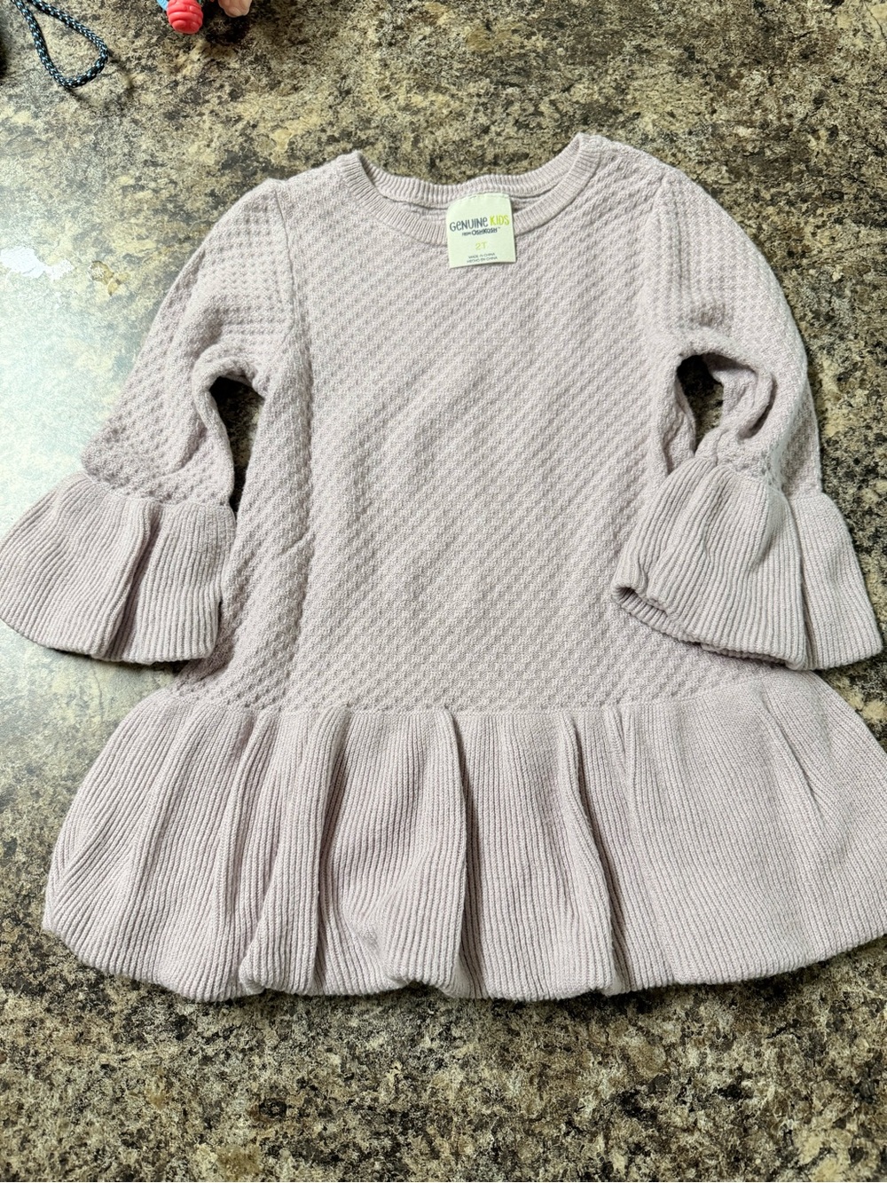 Genuine Kids by Carter's Dusty Mauve Knit Ruffle-Hem Dress